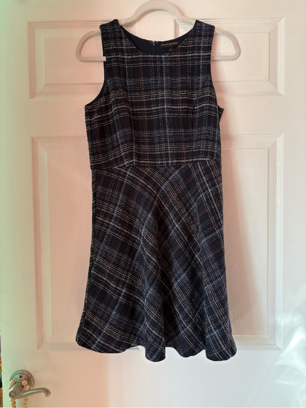 Banana Republic Navy Plaid Fit & Flare Dress